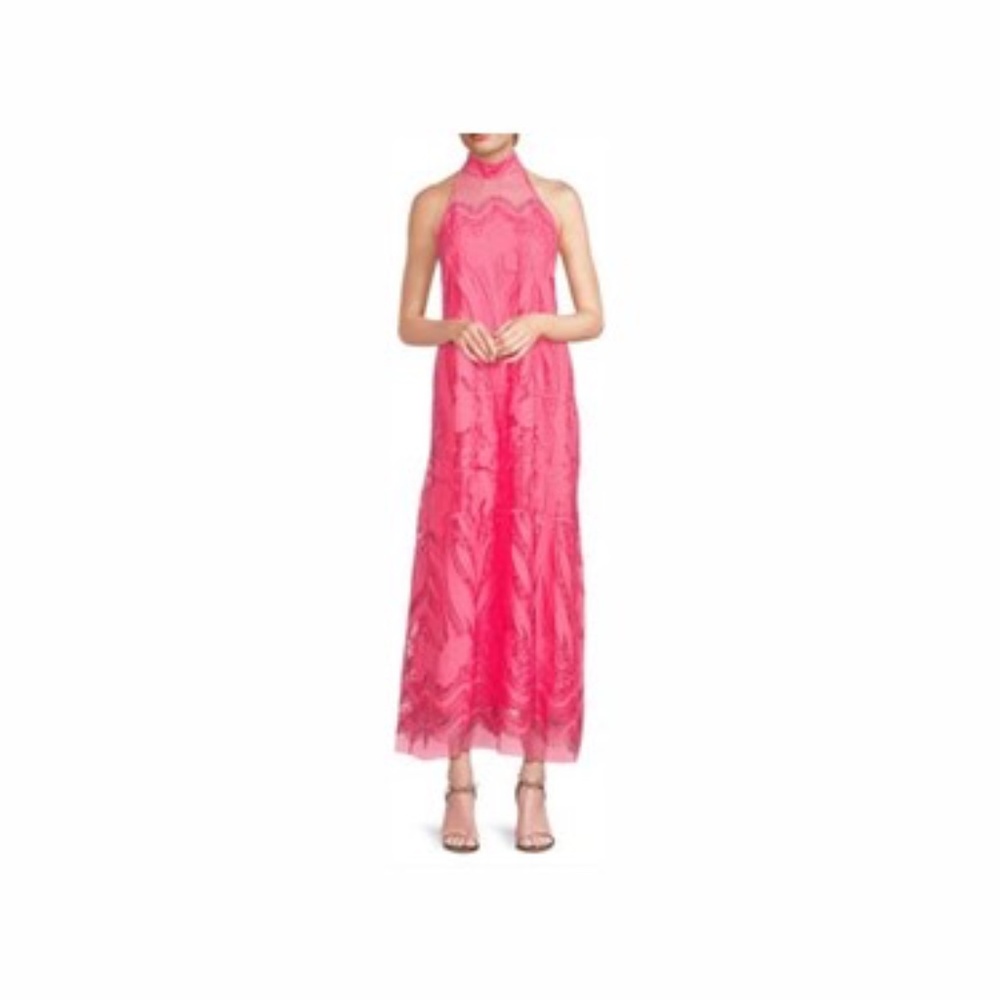 Camila Mesh Lace Halter Maxi Dress